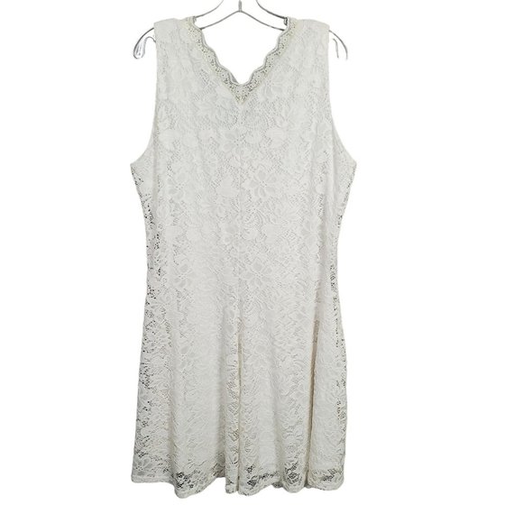 Love Chesley Size 3XL Dress Lace Midi Full Hem V-neck Sleeveless Romantic White - Picture 3 of 11